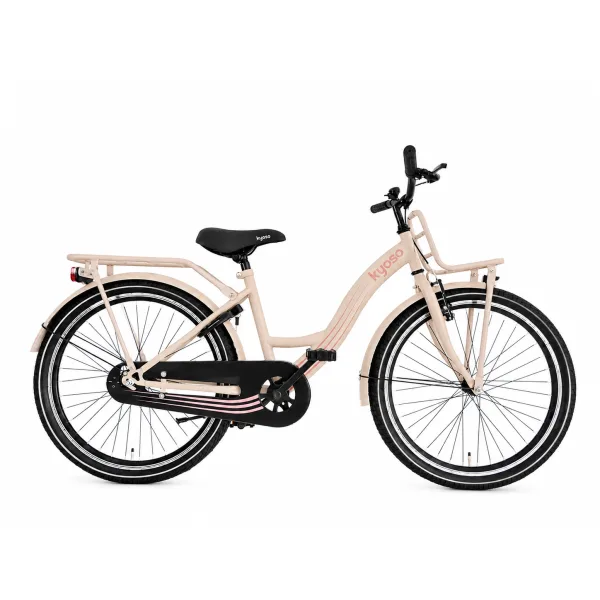 Kinderfiets Kyoso Blossom Mocha 24 inch remnaaf mat taupe roze