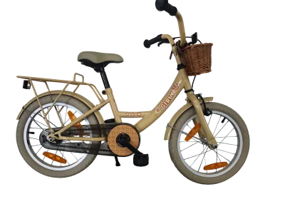 Kinderfiets Bikefun Girly 16 inch - met mandje en remnaaf - Goud