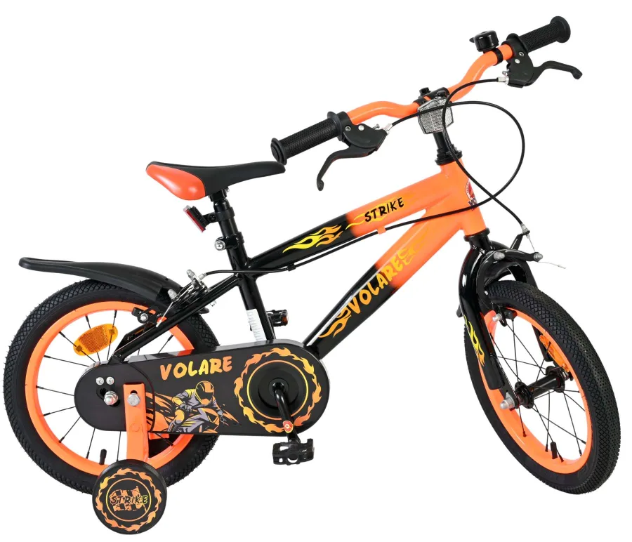 Volare Strike Kinderfiets – Jongens – 14 inch – Zwart Oranje – Twee handremmen — foto 13