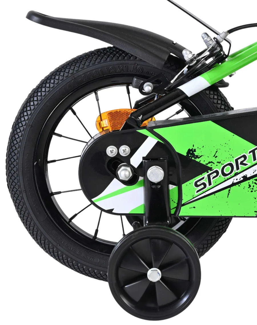 Volare Sportivo Kinderfiets – Jongens – 12 inch – Groen Zwart – Twee Handremmen — foto 2