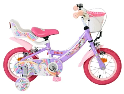 Volare Unicorn Kinderfiets – Meisjes – 12 inch – Paars – Twee handremmen