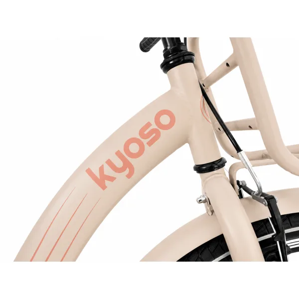 Kinderfiets Kyoso Blossom Mocha 24 inch remnaaf mat taupe roze — foto 4