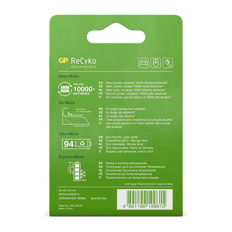 Oplaadbare AAA-batterijen 850mAh NiMH 4PK — foto 3