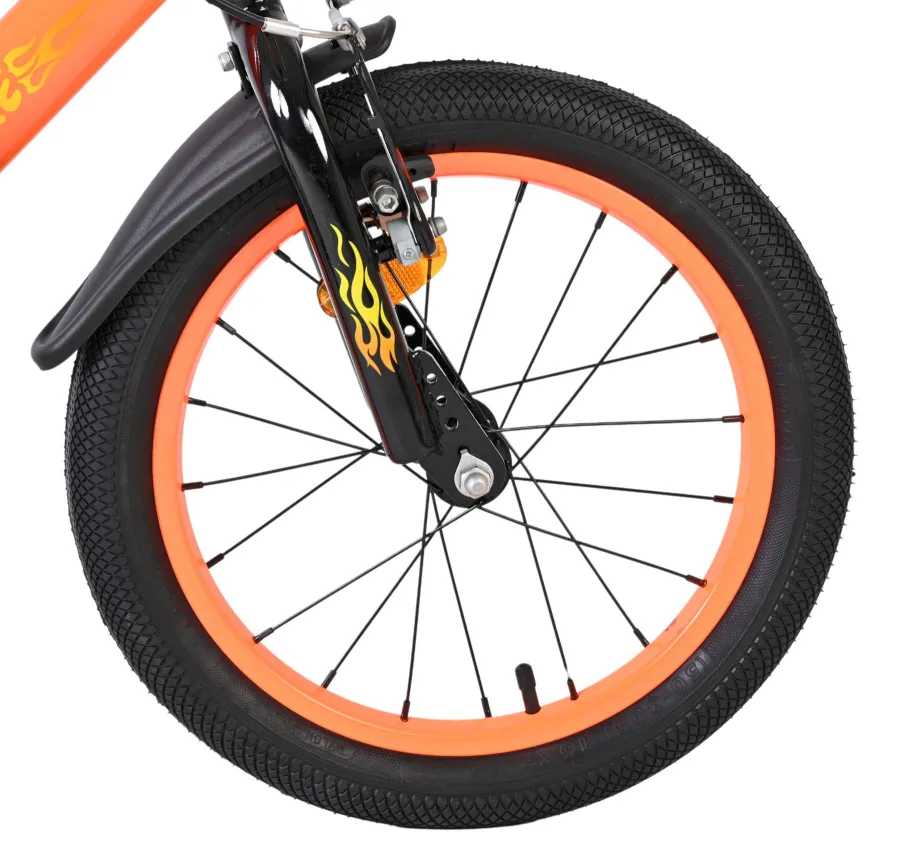 Volare Strike Kinderfiets – Jongens – 16 inch – Zwart Oranje – Twee Handremmen — foto 3