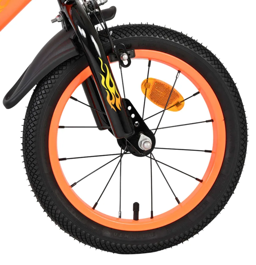 Volare Strike Kinderfiets – Jongens – 14 inch – Zwart Oranje – Twee handremmen — foto 3