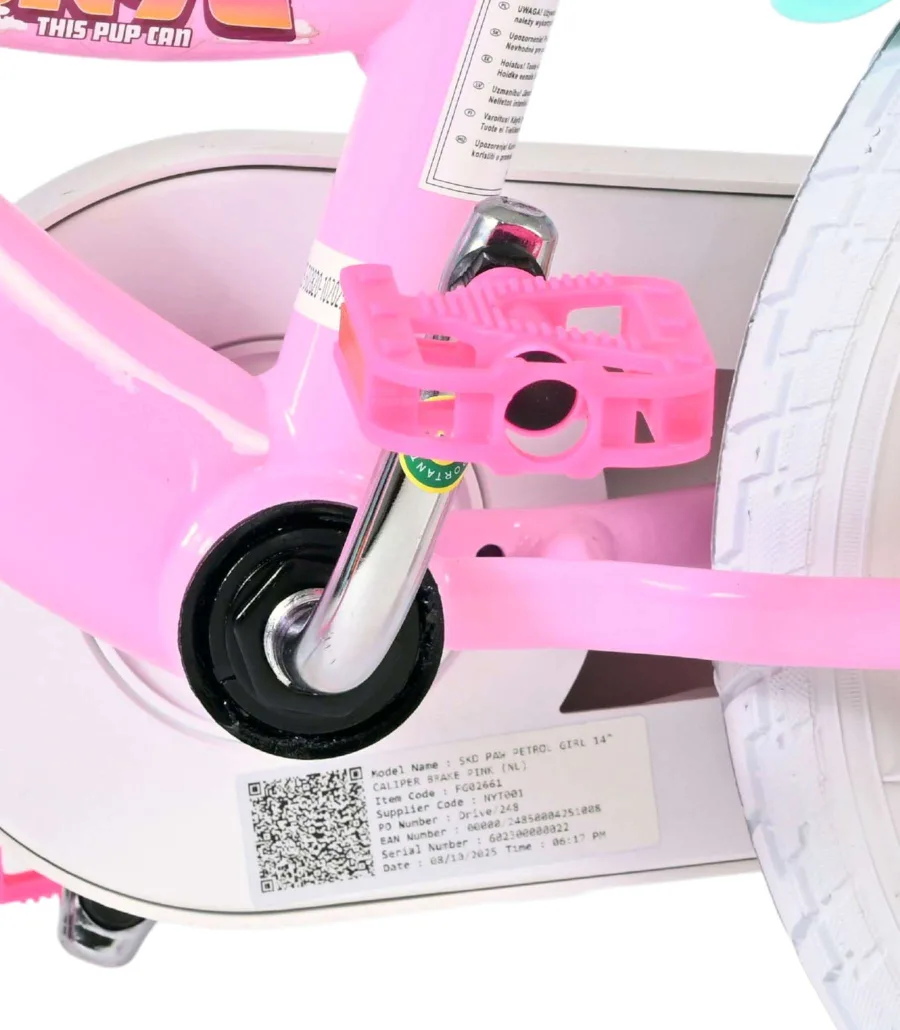 Paw Patrol Kinderfiets – Meisjes – 14 inch – Roze – Twee handremmen — foto 11