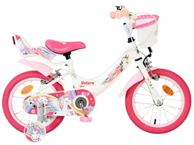 Volare Unicorn Children's bike – Girls – 14 inch – White – Two hand brakes