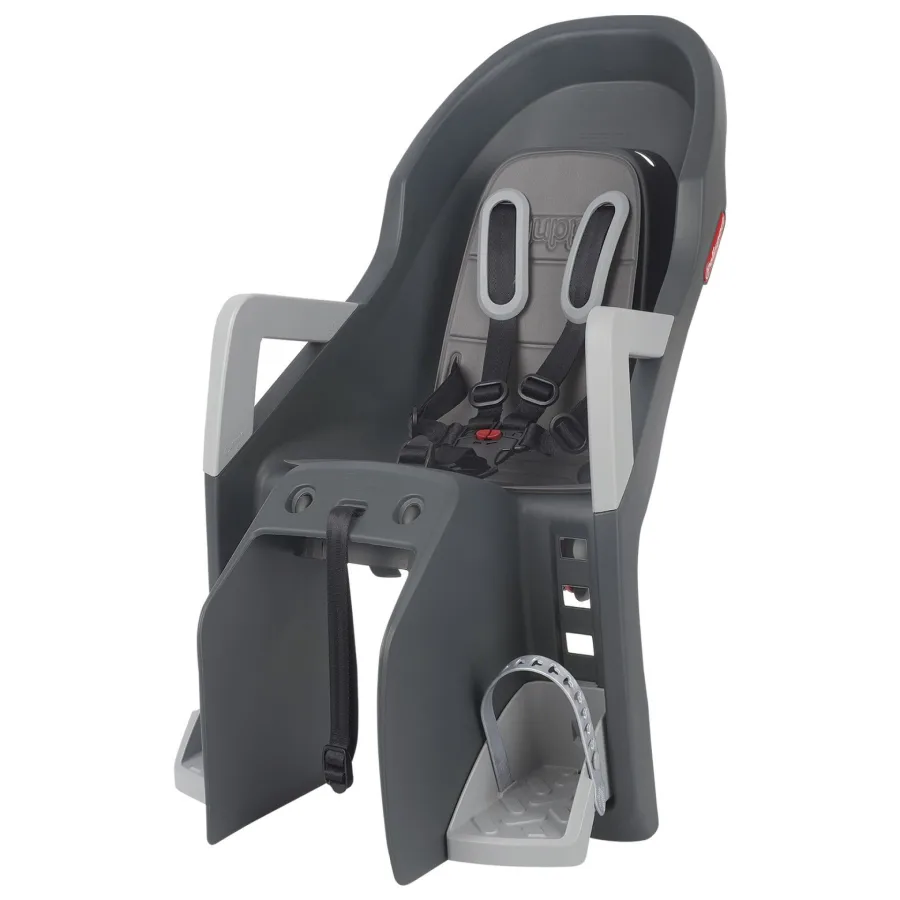 Child seat rear Polisport Guppy Maxi+ with carrier mount (CFS) - dark grey / silver