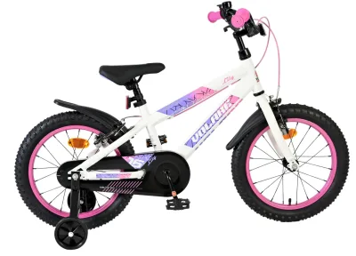 Volare Lily Kinderfiets – Meisjes – 16 inch – Wit Roze Paars – Twee Handremmen