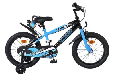Volare Sportivo Kinderfiets – Jongens – 16 inch – Blauw Zwart – Twee Handremmen