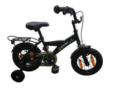 Kinderfiets Bikefun Boost 12 inch - met zijwieltjes en remnaaf - Zwart