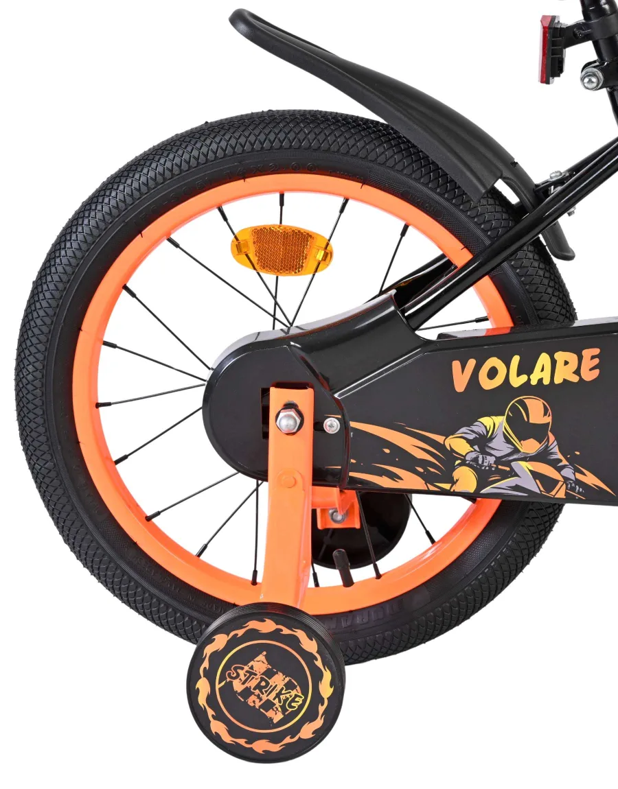 Volare Strike Kinderfiets – Jongens – 16 inch – Zwart Oranje – Twee Handremmen — foto 2