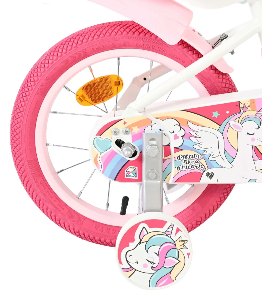 Volare Unicorn Kinderfiets – Meisjes – 14 inch – Wit — foto 2