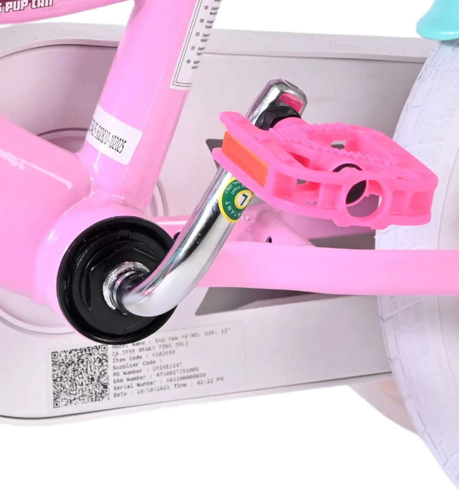 Paw Patrol Kinderfiets – Meisjes – 12 inch – Roze – Twee handremmen — foto 11