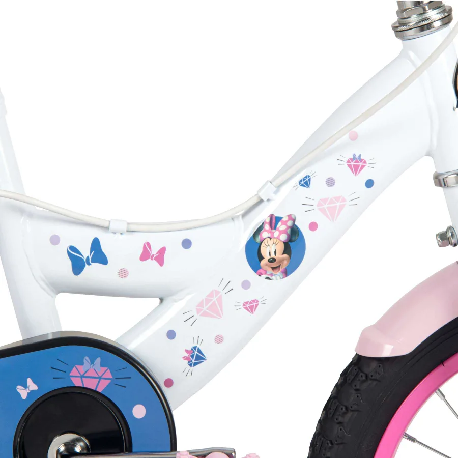 Disney Minnie Kinderfiets - Meisjes - 14 inch - Wit Roze - Twee handremmen — foto 2
