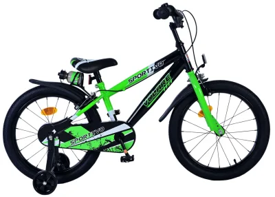 Volare Sportivo Kinderfiets – Jongens – 18 inch – Groen Zwart – Twee Handremmen
