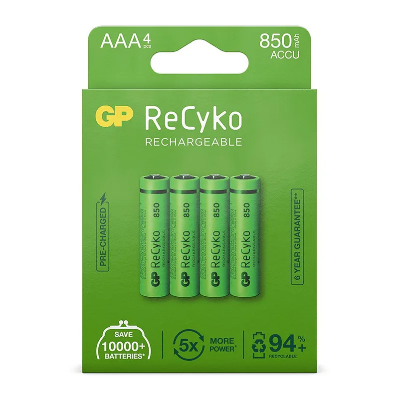 Oplaadbare AAA-batterijen 850mAh NiMH 4PK