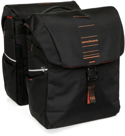 Dubbele fietstas New Looxs Vigo Double MIK 2.0 - 40 liter - 30 x 19 x 40 cm (2x) - Black-Orange