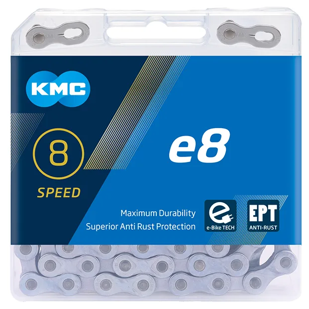 Fietsketting KMC E8 Turbo EPT - 122L, waxed — foto 2