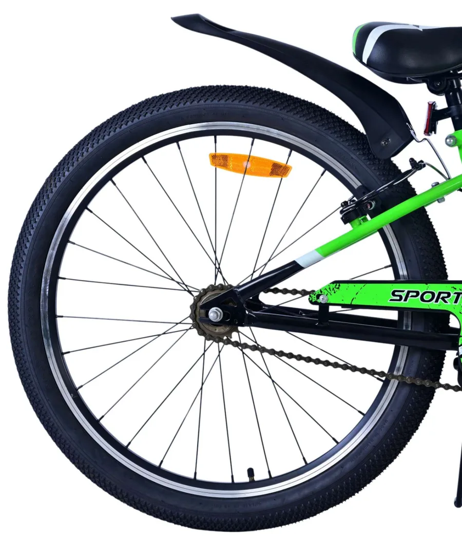 Volare Sportivo Kinderfiets – Jongens – 24 inch – Zwart Groen – Twee Handremmen — foto 2