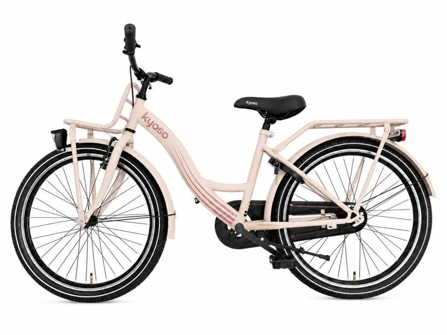 Kinderfiets Kyoso Blossom Mocha 24 inch remnaaf mat taupe roze — foto 7