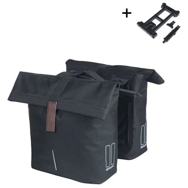 Dubbele fietstas Basil City MIK 28-32 liter zwart