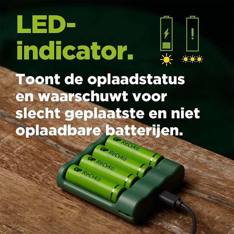 USB batterijlader + 4 x AA-batterijen 2100mAh NiMH — foto 4