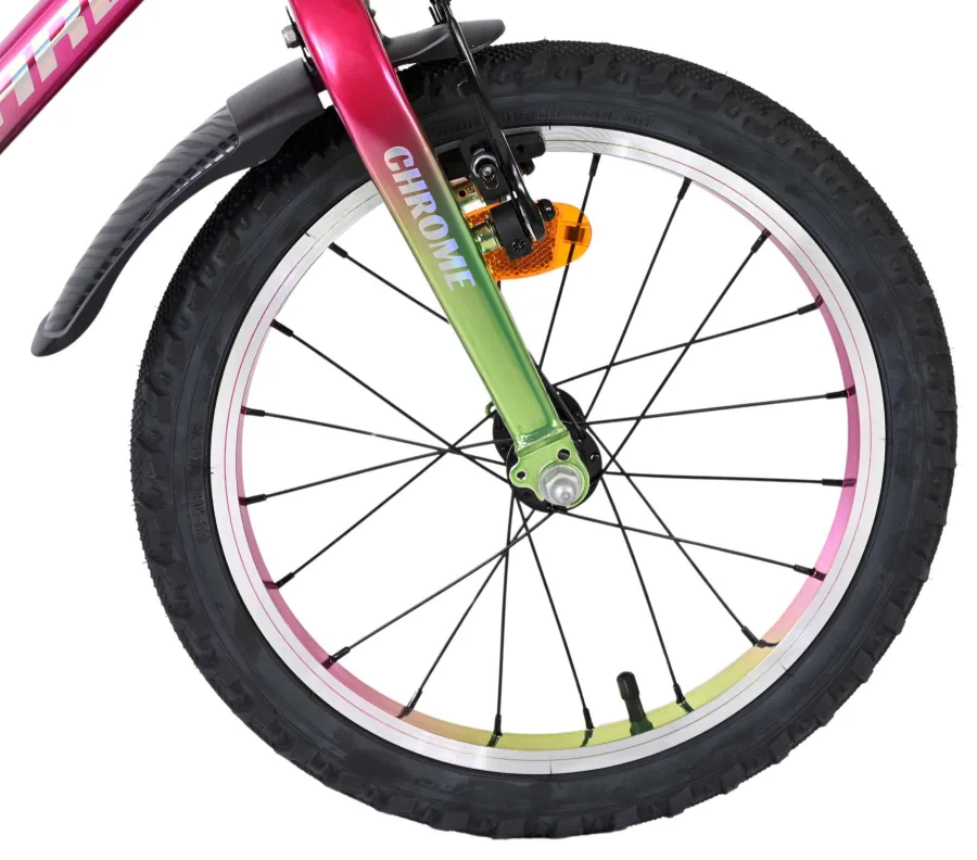 Volare Chrome Kinderfiets - Meisjes - 16 inch - Roze Groen - Twee Handremmen — foto 3
