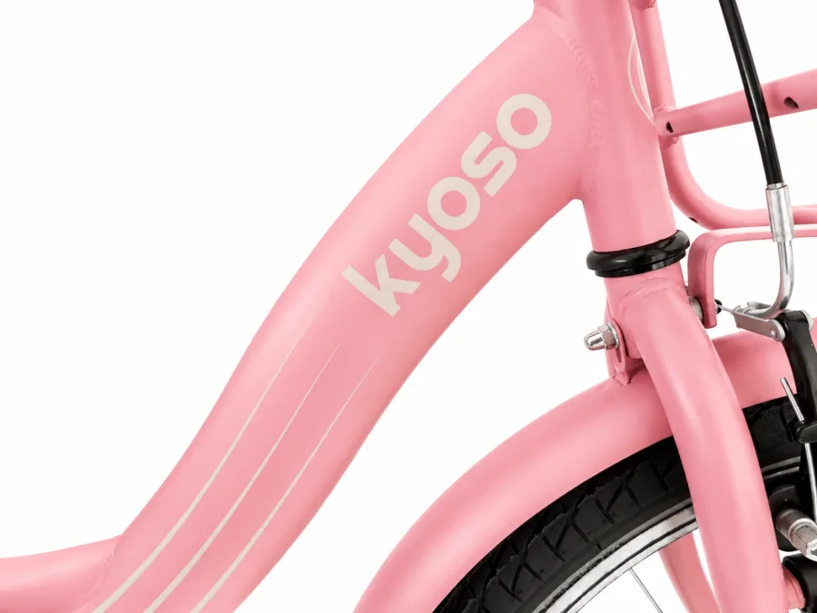 Kinderfiets Kyoso Blossom Mauve 20 inch remnaaf mat roze — foto 12