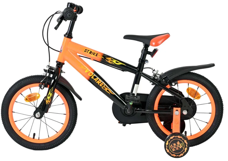 Volare Strike Kinderfiets – Jongens – 14 inch – Zwart Oranje – Twee handremmen — foto 10