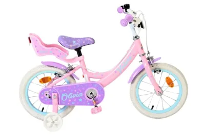 Volare Olivia Kinderfiets – Meisjes – 14 inch – Roze – Twee Handremmen
