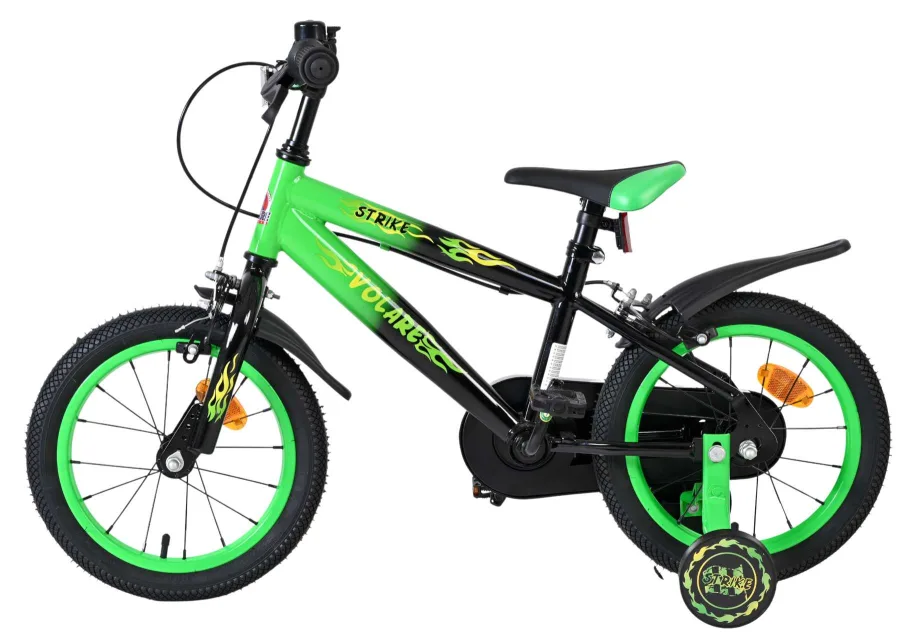 Volare Strike Kinderfiets – Jongens – 14 inch – Zwart Groen – Twee handremmen — foto 8