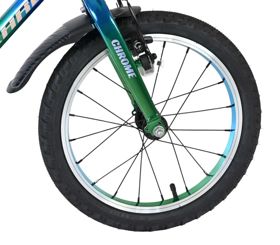 Volare Chrome Kinderfiets – Jongens – 16 inch – Blauw Groen – Twee Handremmen — foto 3