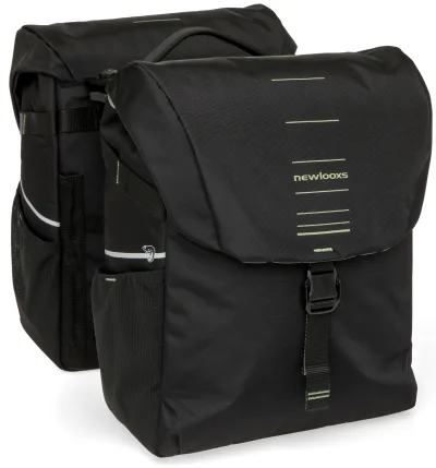 Dubbele fietstas New Looxs Vigo Double MIK 2.0 - 40 liter - 30 x 19 x 40 cm (2x) - Black-Green