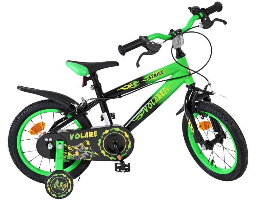 Volare Strike Kinderfiets – Jongens – 14 inch – Zwart Groen – Twee handremmen — foto 11