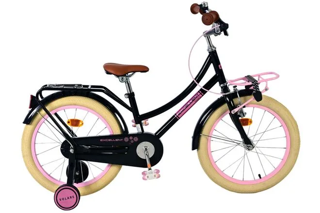 Volare Excellent Kinderfiets – Meisjes – 18 inch – Zwart – 95% afgemonteerd